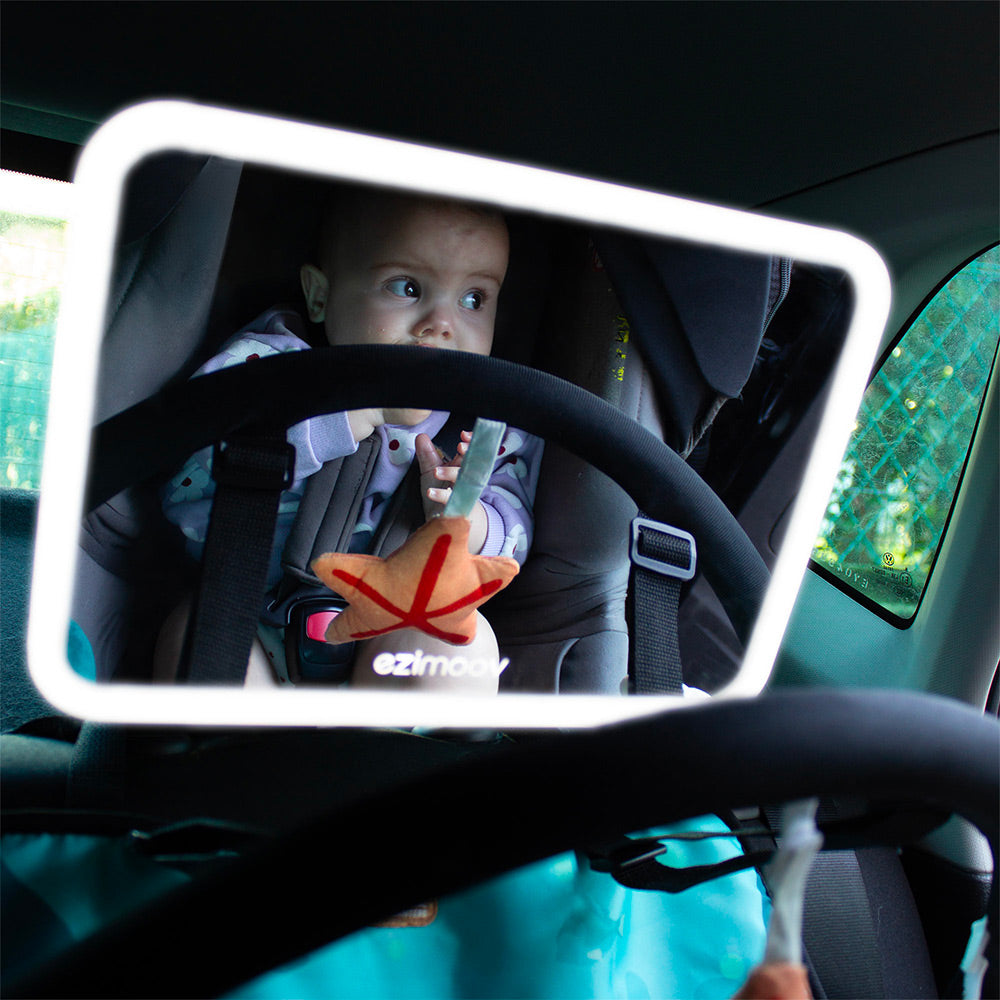Miroir Bébé Voiture Avec Lumière LED – Rétroviseur Arrière 360° Réglable, Contrôle Vocal, Vue Large Incassable Pour Siège Auto